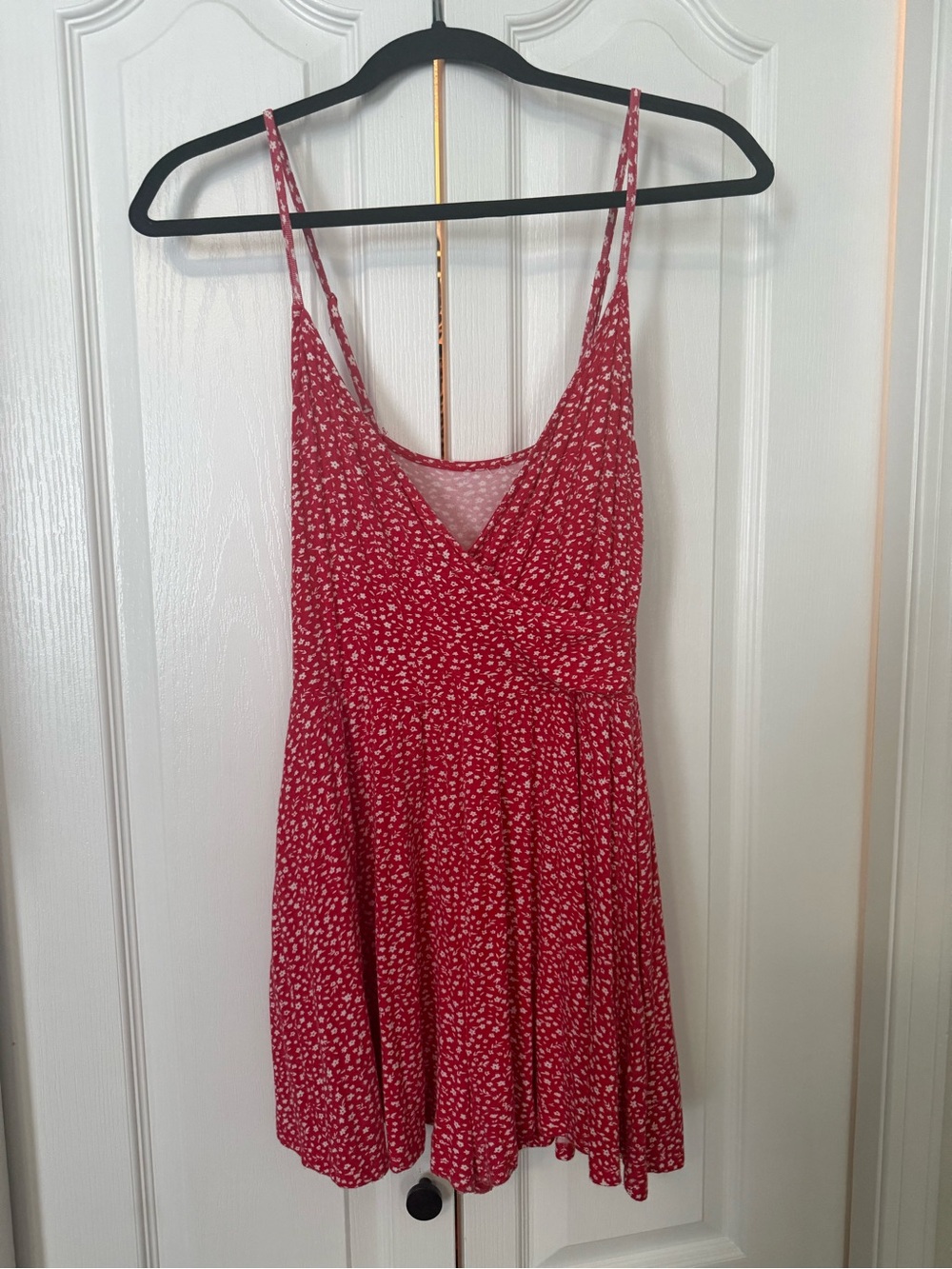Red Floral Spaghetti Strap Romper